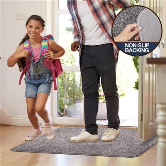 Indoor Doormat,Front Door Mat for Entrance (20"x32" Light Grey) Machine Washable - Picture 6 of 7
